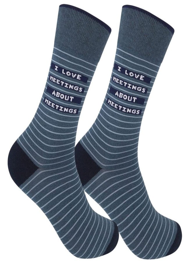 FUNATIC I Love Meetings About Meetings | Funny Socks About Work for Men Women Adult | Best Job Related Gift Idea with Saying | Fun Office Party Coworker Boss Friend Present | Office Attire Accessories - Image 1